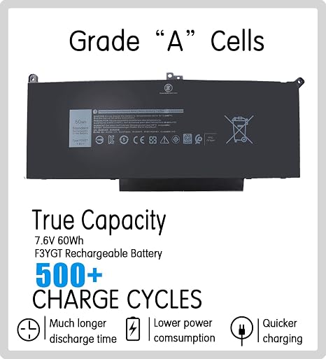 Dell Latitude Battery F3YGT 60Wh 7.6V Replacement 7280 7390 7480 7490