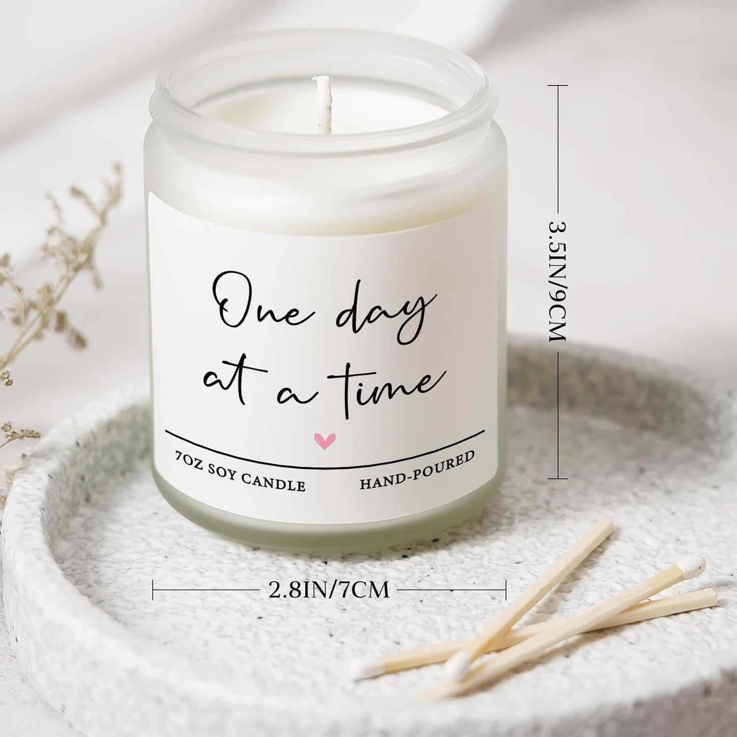 Get Well Gifts For Women Men, Thinking Of You Gift-One Day At A Time Lavender Scented Candle 7Oz, Inspirational Breast Cancer Care Present, Encouragement Sympathy Bereavement Christmas Gift