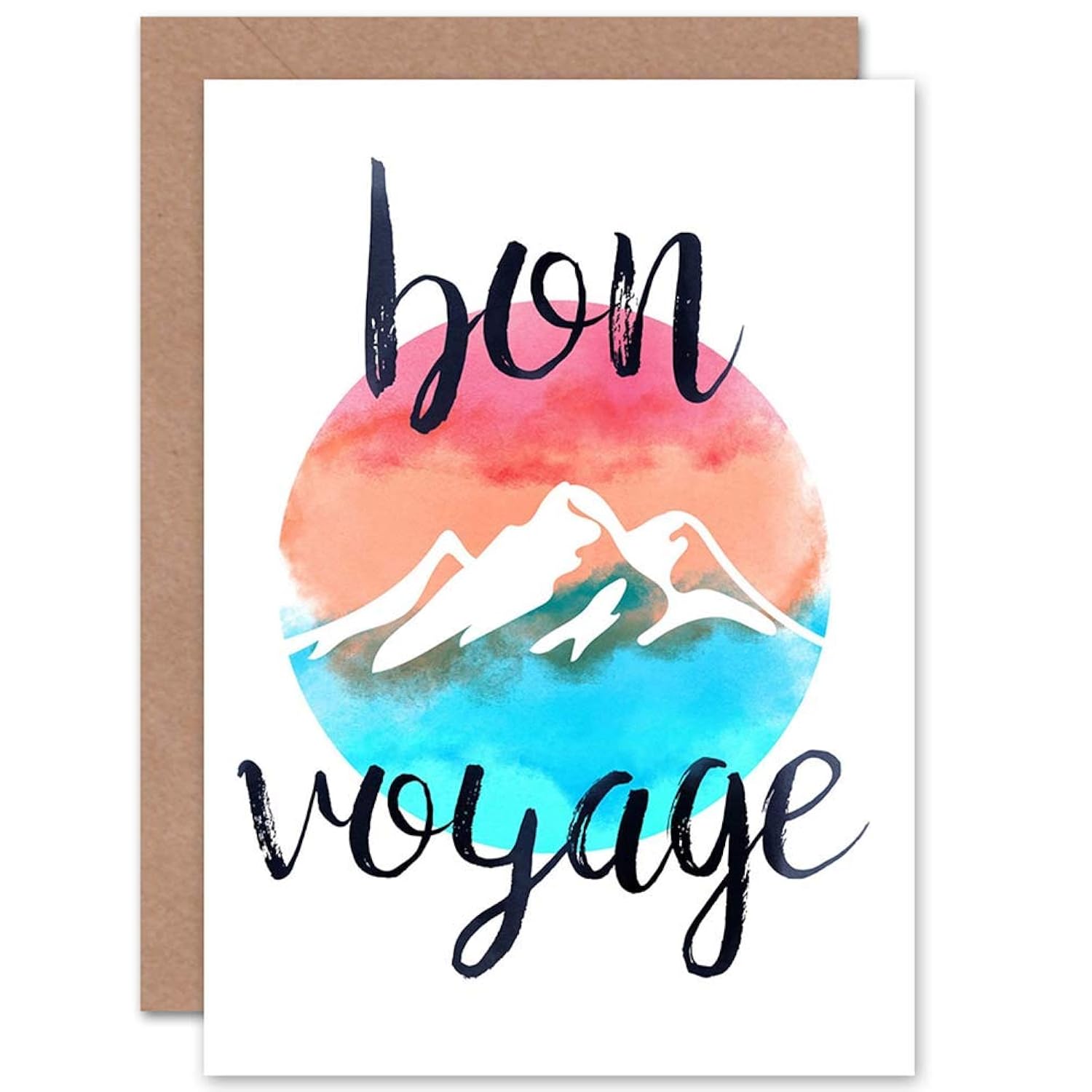 Greeting Bon Voyage Mountain Peak Gift Sealed Greeting Card Plus Envelope Blank Inside