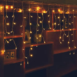 9.8FT LED Icicle Curtain Lights 96 LED Fairy String Lights with 8 Lighting Modes Warm White Decorative Lights for Christmas Wedding Party Patio Backdrop Holiday Home Decor