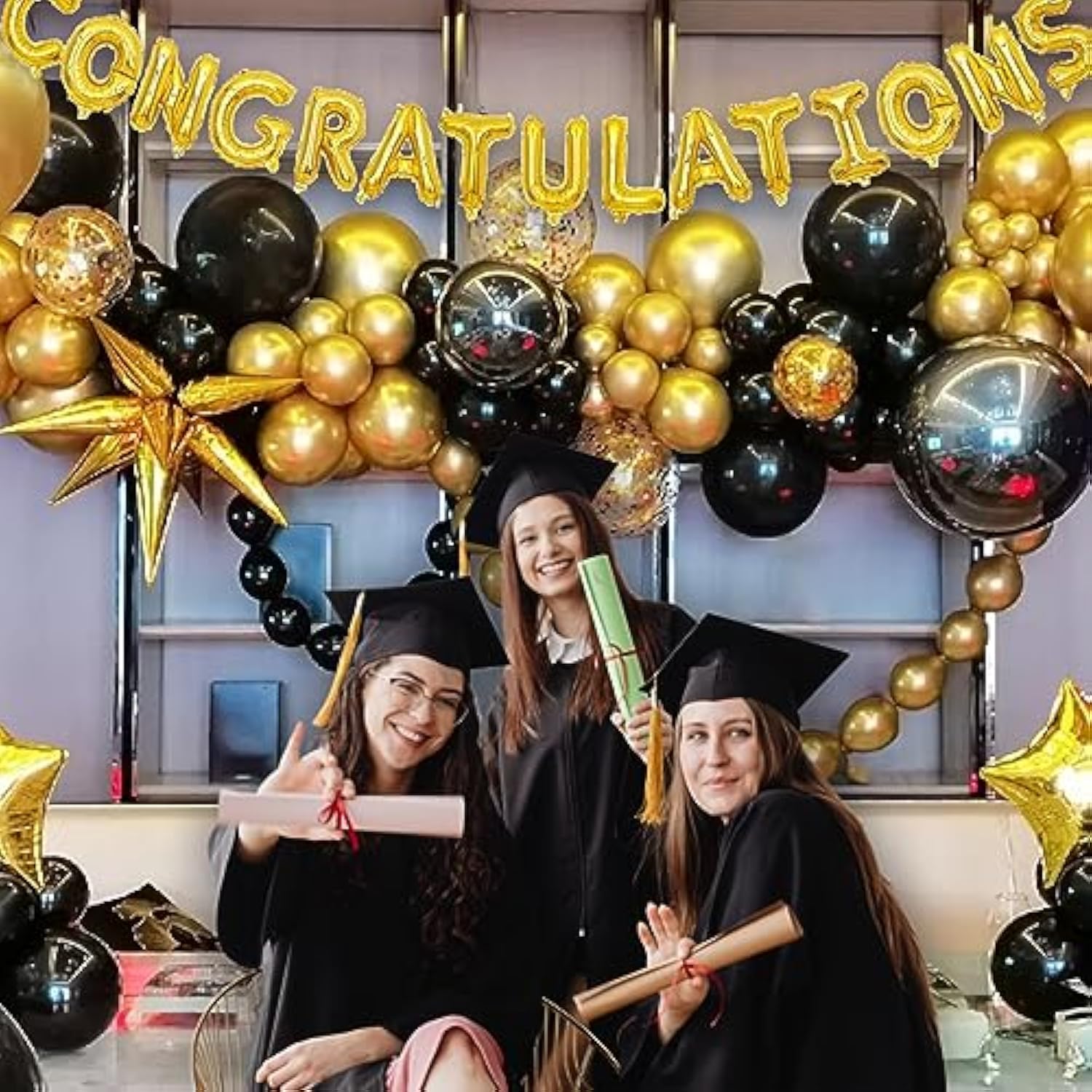 100Pcs Black Gold 12-Inch Metallic Latex Balloons for Party Decorations