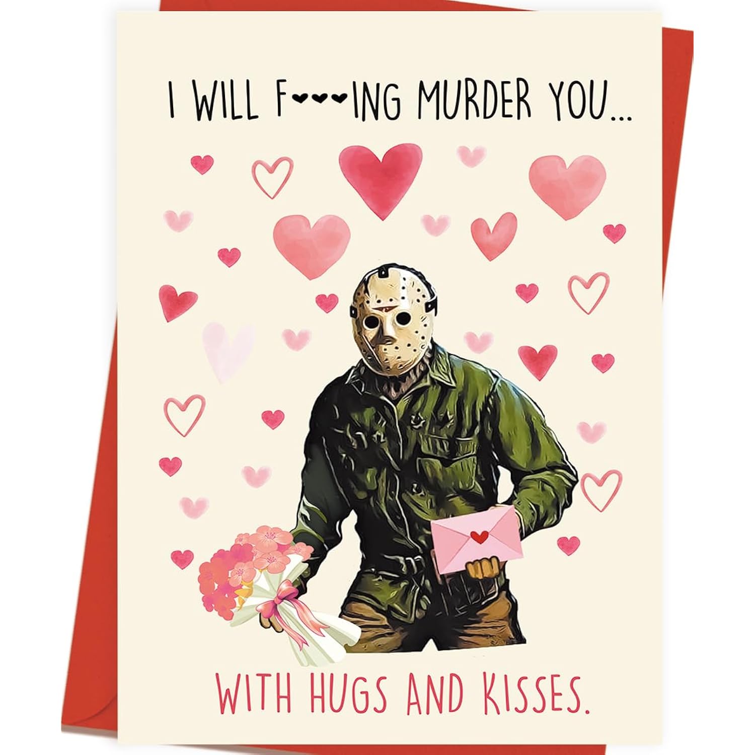 Horror Valentines Day Gifts For Her, Spooky Goth Halloween Anniversary Birthday Gift Card For Wife Girlfriend, Scary Movie Killer Love Card