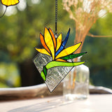 Bird Of Paradise Flower Decor Stained Glass Window Hanging,Artificial Flowers Gift For Women Stained Glass Suncatcher,Bird Of Paradise Flower Gift For Mom Aunt Sister Friends