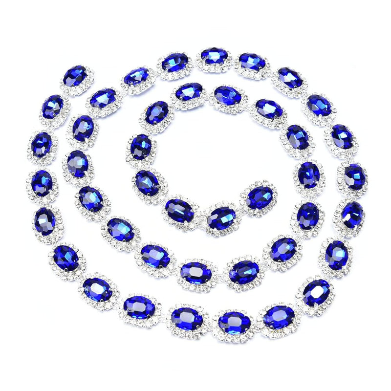 1 Yard Glass Oval Shaped Crystal Rhinestone Chain Trim For Sewing Craf