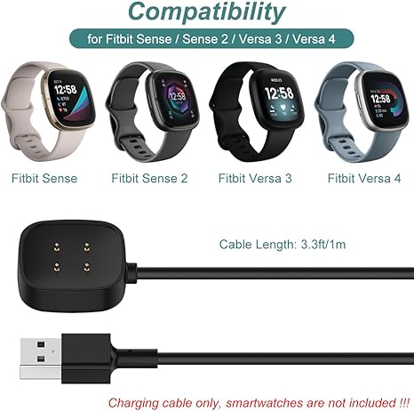 Replacement Charger for Fitbit Sense Versa 3 Versa 4 Magnetic Charging Cable