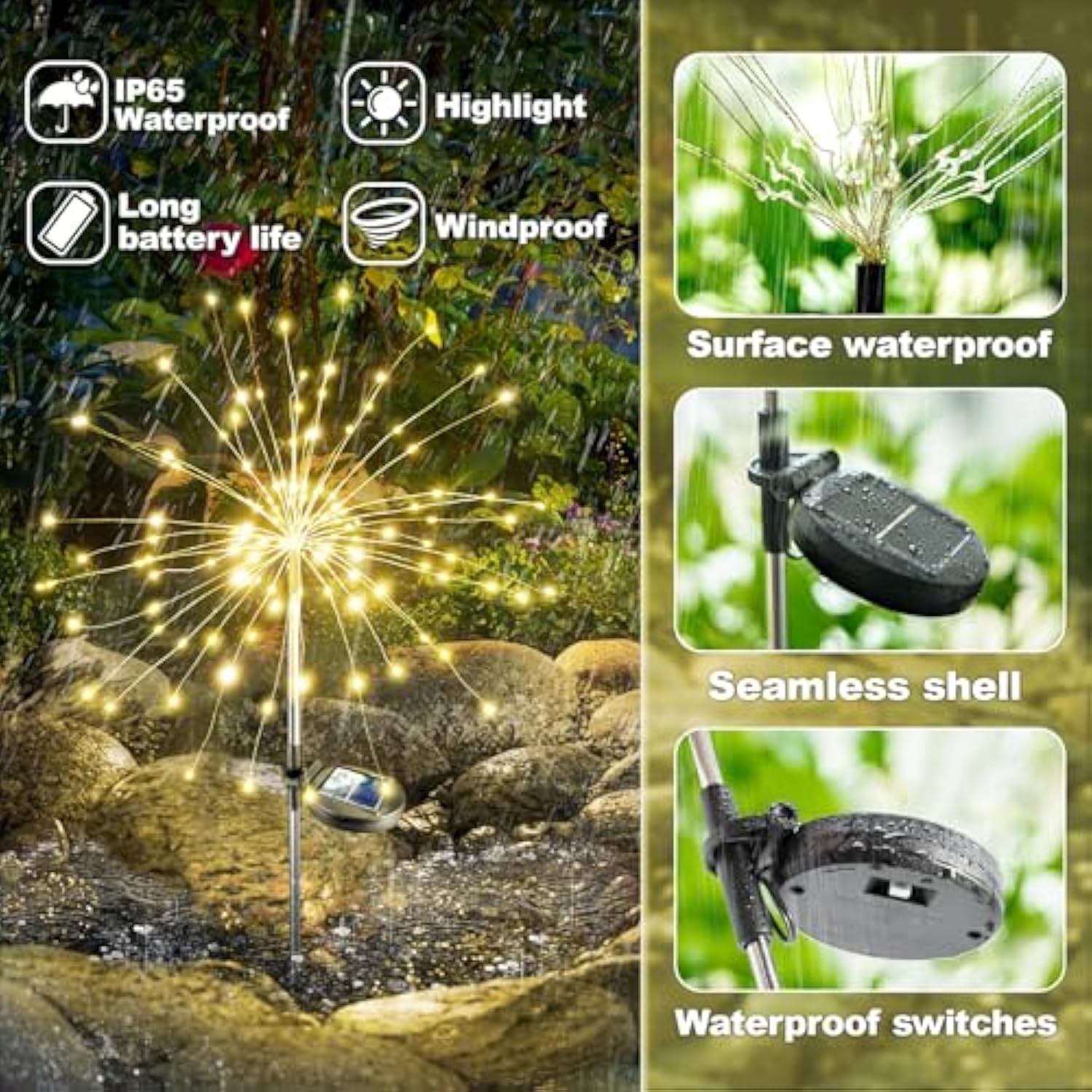 Solar Lights Outdoor Decorative: Bendable Copper Wire With 120 Led Firework Beads - Waterproof Diy Warm Fun Decorating Yard Garden Patio - Christmas Gifts For Homeowner Over 30