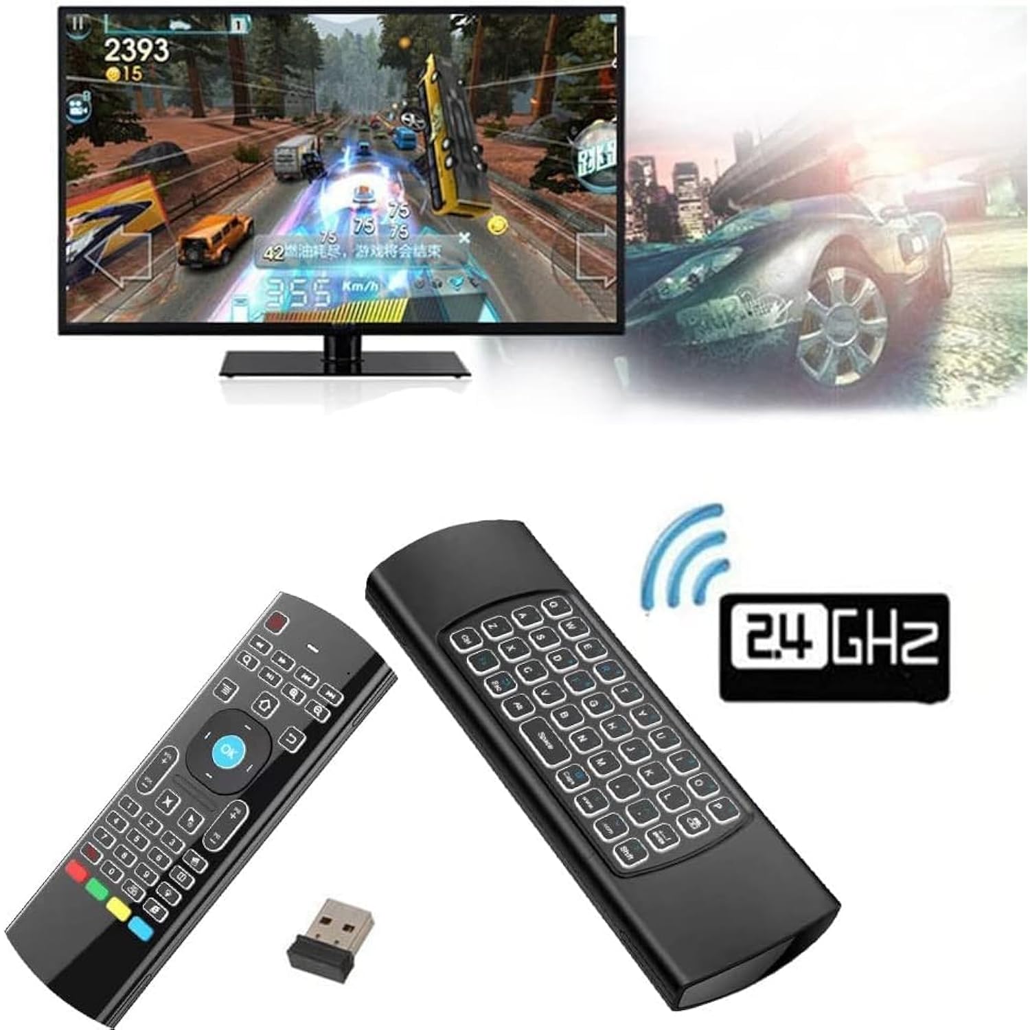 2 Pack Mx3 Pro Mini Keyboard Backlight Fly Remote Mouse,Android Tv Remote Control,Ir Learning Mini Wireless Keyboard For Android Tv Box.Htpc.Iptv,Networked Set-Top Box,Mini Pc(Battery Not Included)