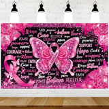 Breast Cancer Awareness Banner Backdrop Pink Ribbon Party Decoration for Fundraiser Event, Hope Faith Love Photography Background, October Awareness Month Wall Decor, 71 x 43 in