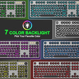Large Print Backlit Keyboard With 7-Color Backlit, Wired Usb Lighted Computer Keyboards Oversize Letters Keys Easy To See, Illuminated Keyboard For Pc, Laptop,Windows Desktop