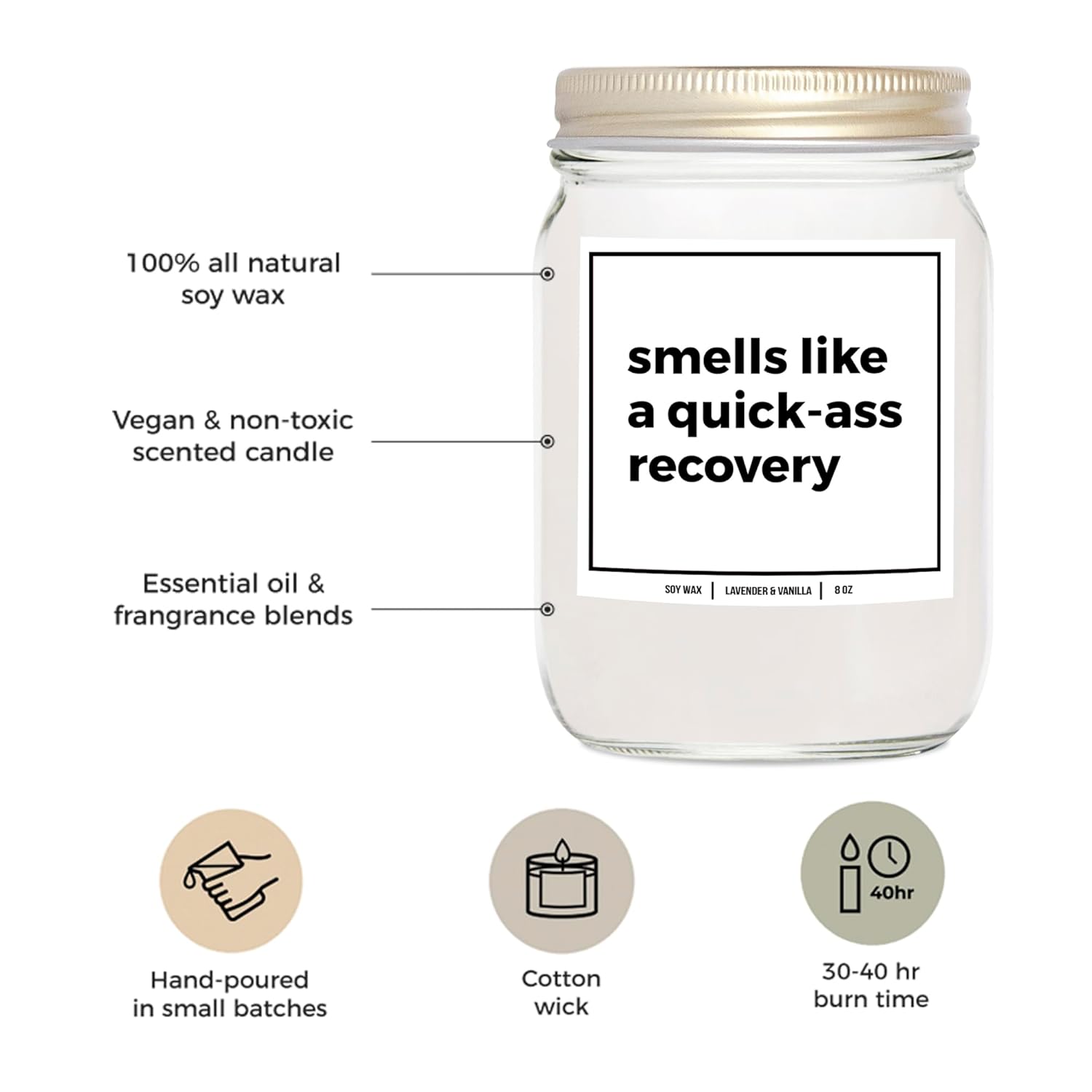 Get Well Soon Candle 8Oz, Post Surgery Gift For Women, Men, Recovery After Surgery, Funny Gift (Lavender & Vanilla)