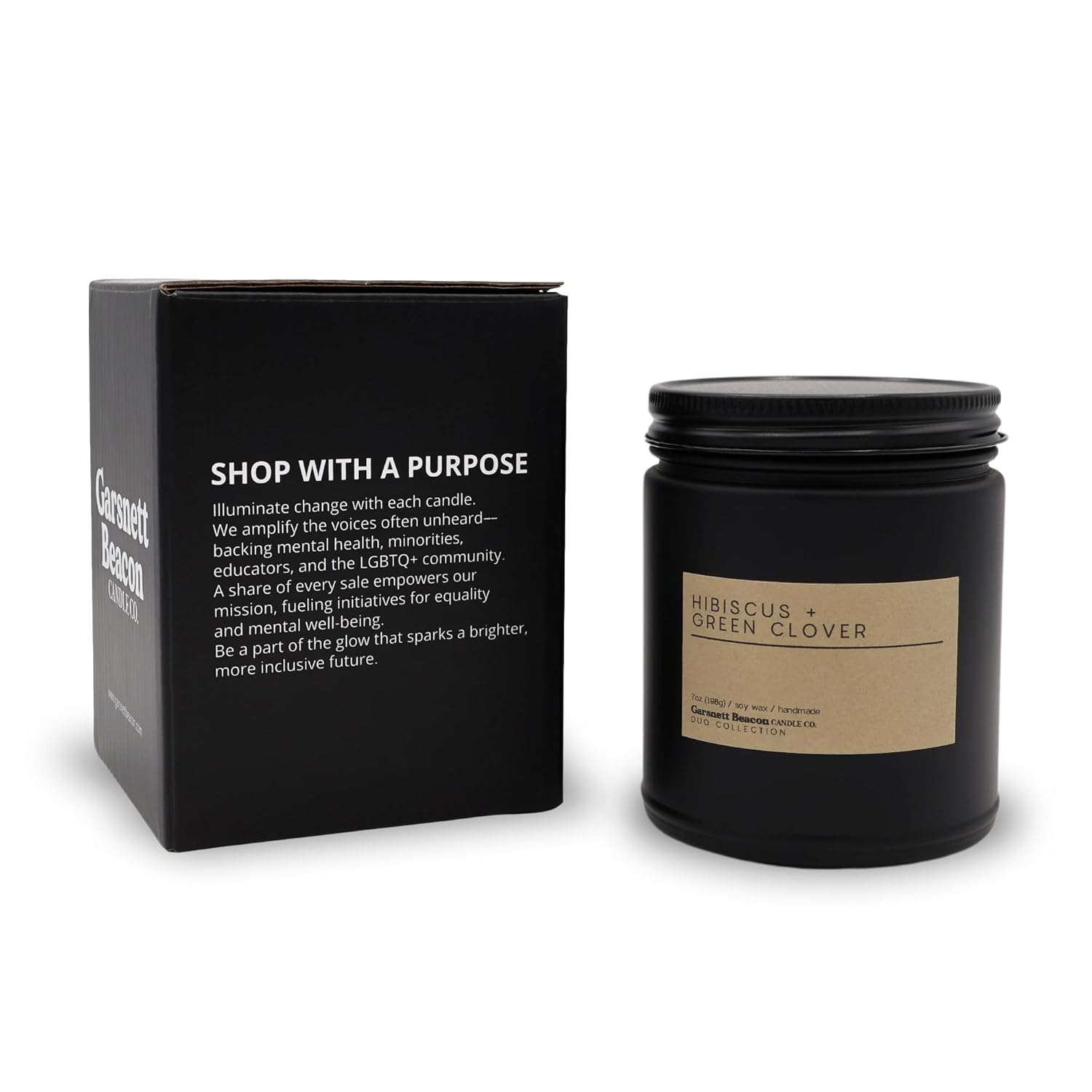 Hibiscus + Green Clover | Luxury Scented Matte Black Jar Soy Candle With Box | Hand Poured In The Us | Highly Scented & Long Lasting