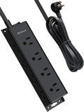 Surge Protector Power Strip 12 Wide Spaced Outlets 5FT Flat Plug Extension Cord Wall Mount Black