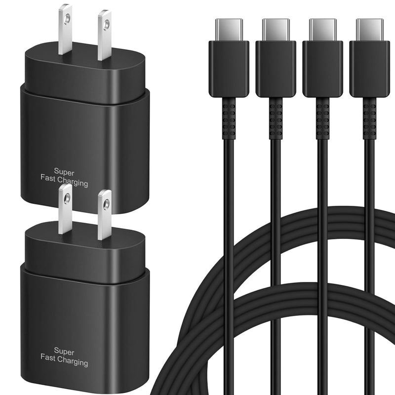 2-Pack 25W Samsung Fast Charger with 6ft Cable for Galaxy S24/S23/Note 20