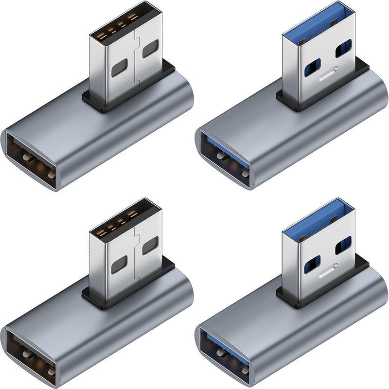 4 Pack 10Gbps Usb 3.0 Male To Female Adapter 90 Degree Left Angle And Right An