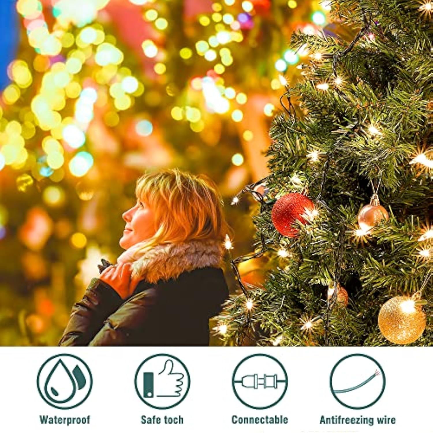 Clear Christmas Lights Set 2Pack 50Count 13Feet Incandescent Bulb Mini String Lights For Indoor Christmas Tree Garland B