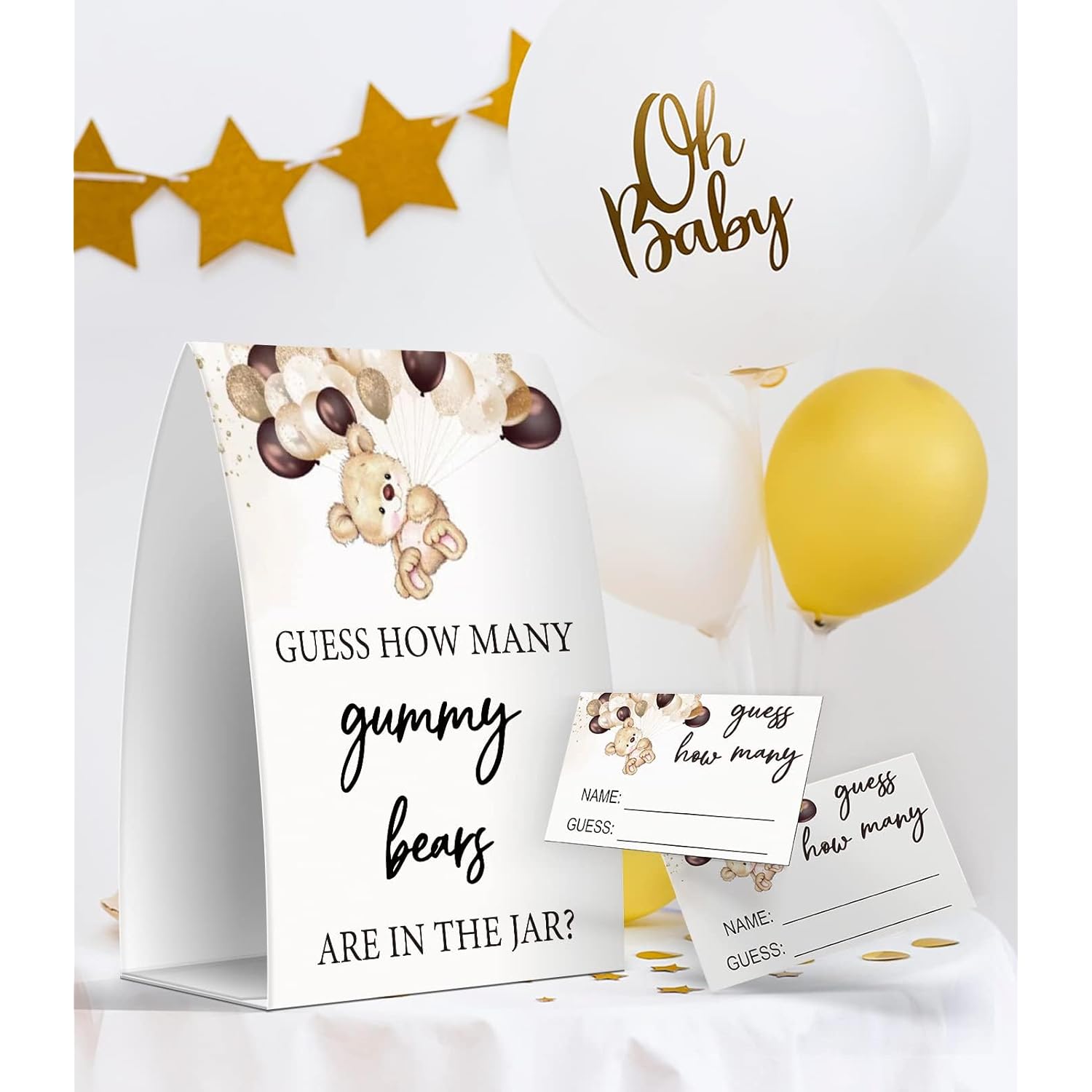 How Many Gummy Bears Are In The Jar, Gummy Bears Baby Shower Games, Gummy Bears Theme Baby Shower - One Sign And 50 Cards (Ges10)