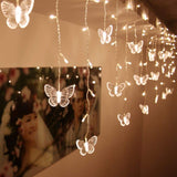 Led Curtain Lights Usb Powered 8 Modes Butterfly Fairy Lights For Christmas Bedroom Dorm Room Decoration(Warm White)