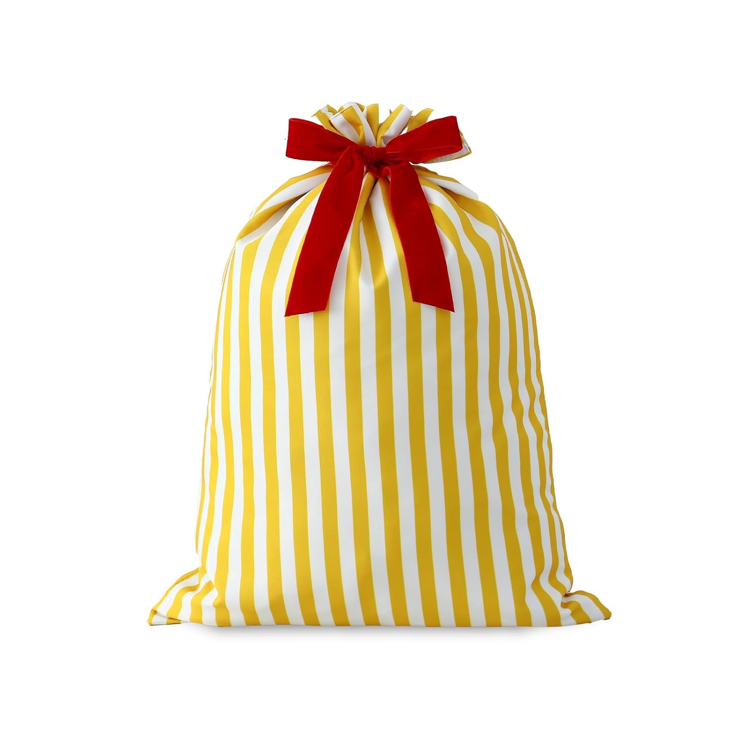 Santa Sack Christmas Gift Bag 19.7 X 27.6 Inch Large Canvas Christmas Santa Claus Bag For Xmas Party Supplies Favors (White-Yellow Stripes)
