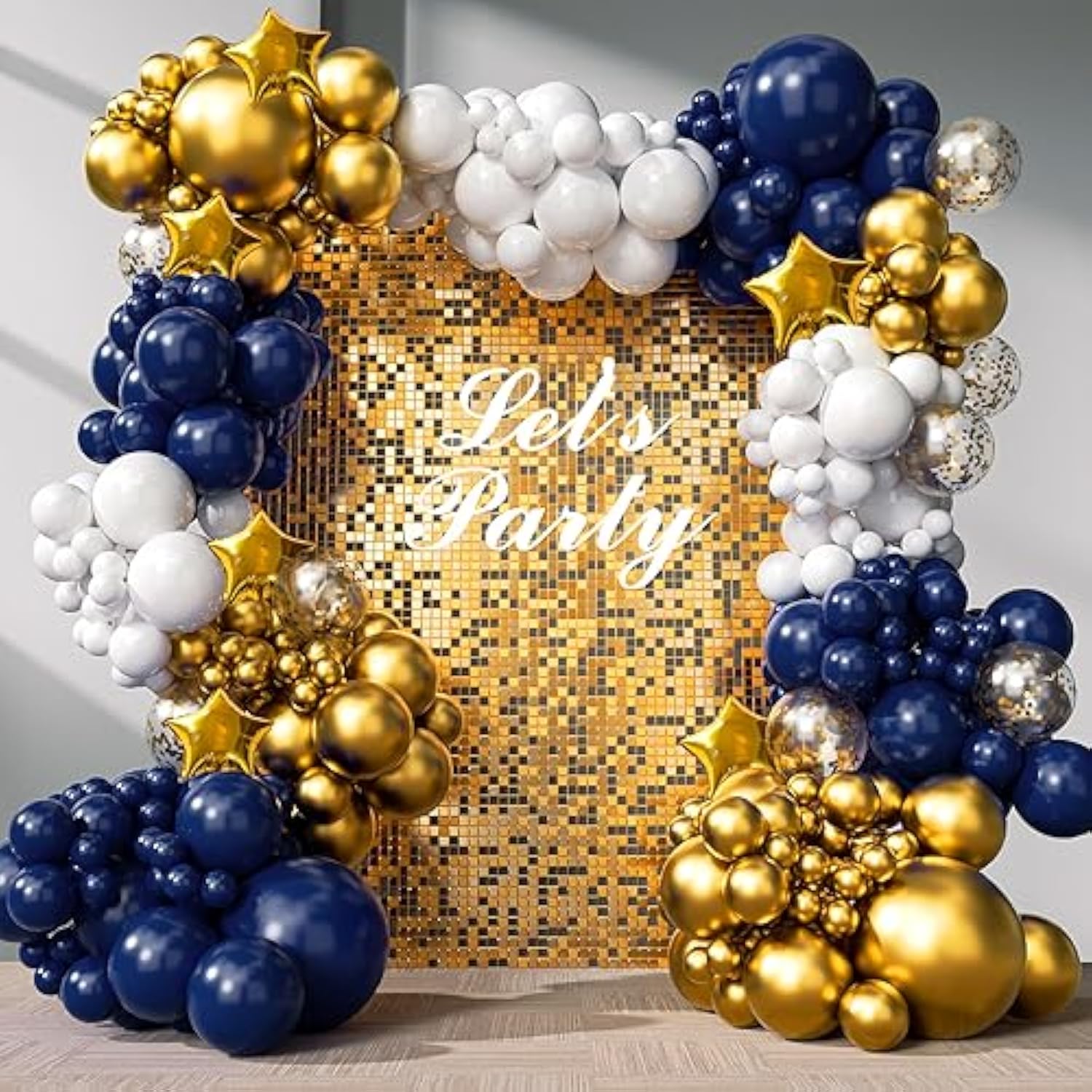 Navy Blue & Gold Balloon Arch Kit: Royal Party Garland