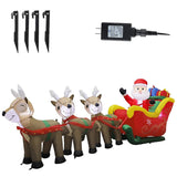 9.5 Ft Christmas Inflatable Santa Claus On Sleigh Pulled By Three Reindeers With Gift Boxes, Blow Up Lighted Yard Decor