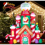 10Ft Christmas Castle Inflatable - Christmas Inflatables Castle Candy Santa Reindeer Gingerbread Penguin With Colorful L
