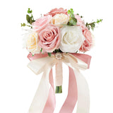 Pink & Champage Wedding Bouquets For Bride Bridesmaids, Bridal Bouquet For Wedding Silk Artificial Flowers