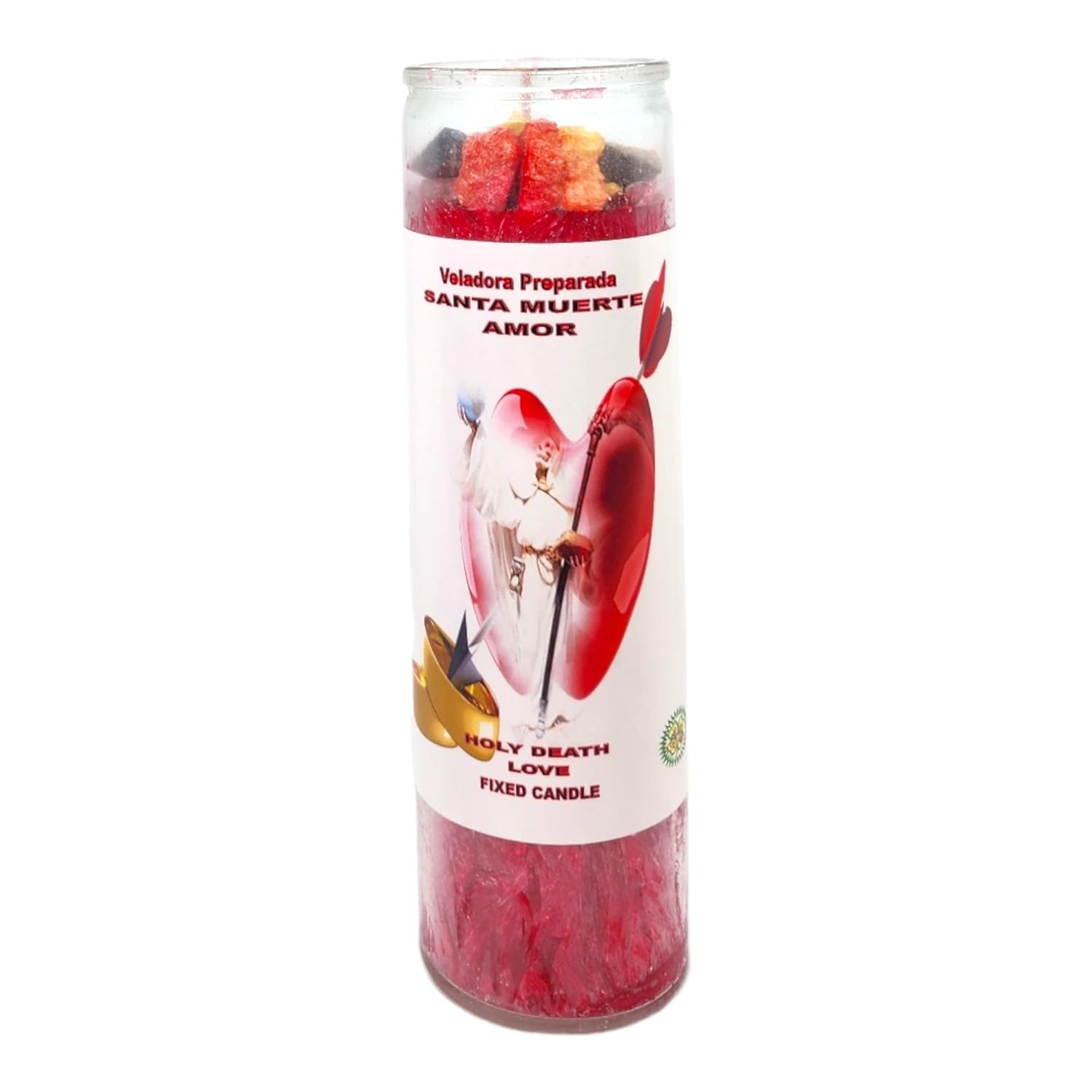 Holy Death Love-Palm Wax Spiritual Intention Spell Candle-[Red] | Vela Casa Esoterica Perfumada- (Santa Muerte Amor)