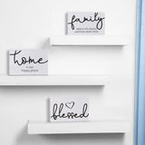 3 Pcs Family Home Blessed Rustic Wood Sign Mini Wood Decorative Farmhouse Woodworks Table Shelves Decorations Sign For Bedroom Kitchen Living Room Table Decor(White,4.25 X 2.76 X 0.59 In)