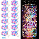 Fairy Lights Battery Operated Mini Starry String Lights, 12 Pack 30 Leds 10 Ft Silvery Copper Wire Lights Multicolor, Wo