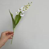 Artificial Lily Of The Valley Faux White Bell Flowers Wind Chime Orchid, Outdoor Bridal Wedding Bouquet For Home Garden Party 8 Pcs (White)