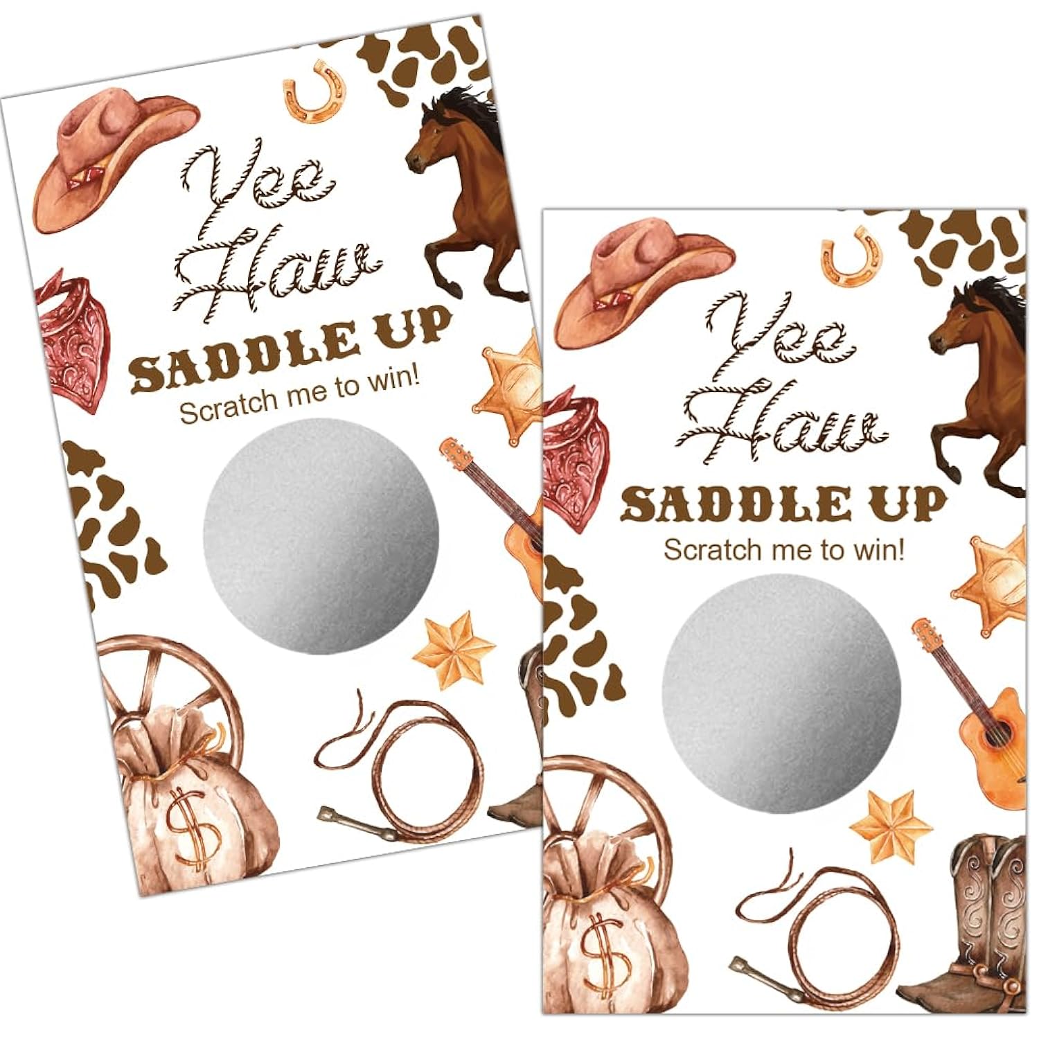 50 Pack Western Theme Scratch Off, Cowgirl Birthday Scratch Cards For Birthday Party Lottery Group Game Party Raffle Tickets Shower Activity, Western Cowgirl Truth Or Dare Bachelorette Game