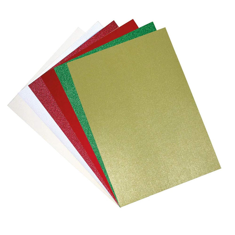 Surfacez 664694, Sheets, 60 Pack, Pearl & Glitter Festive Cardstock, Multicolo