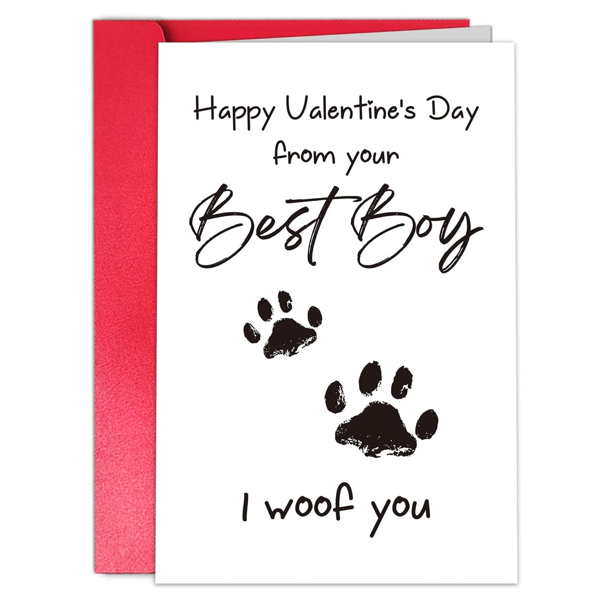 Funny Valentines Card For Husband Wife, Best Boy Best Girl Card From Pet, Paw Card For Dog Dad Dog Mum, “I Woof You”