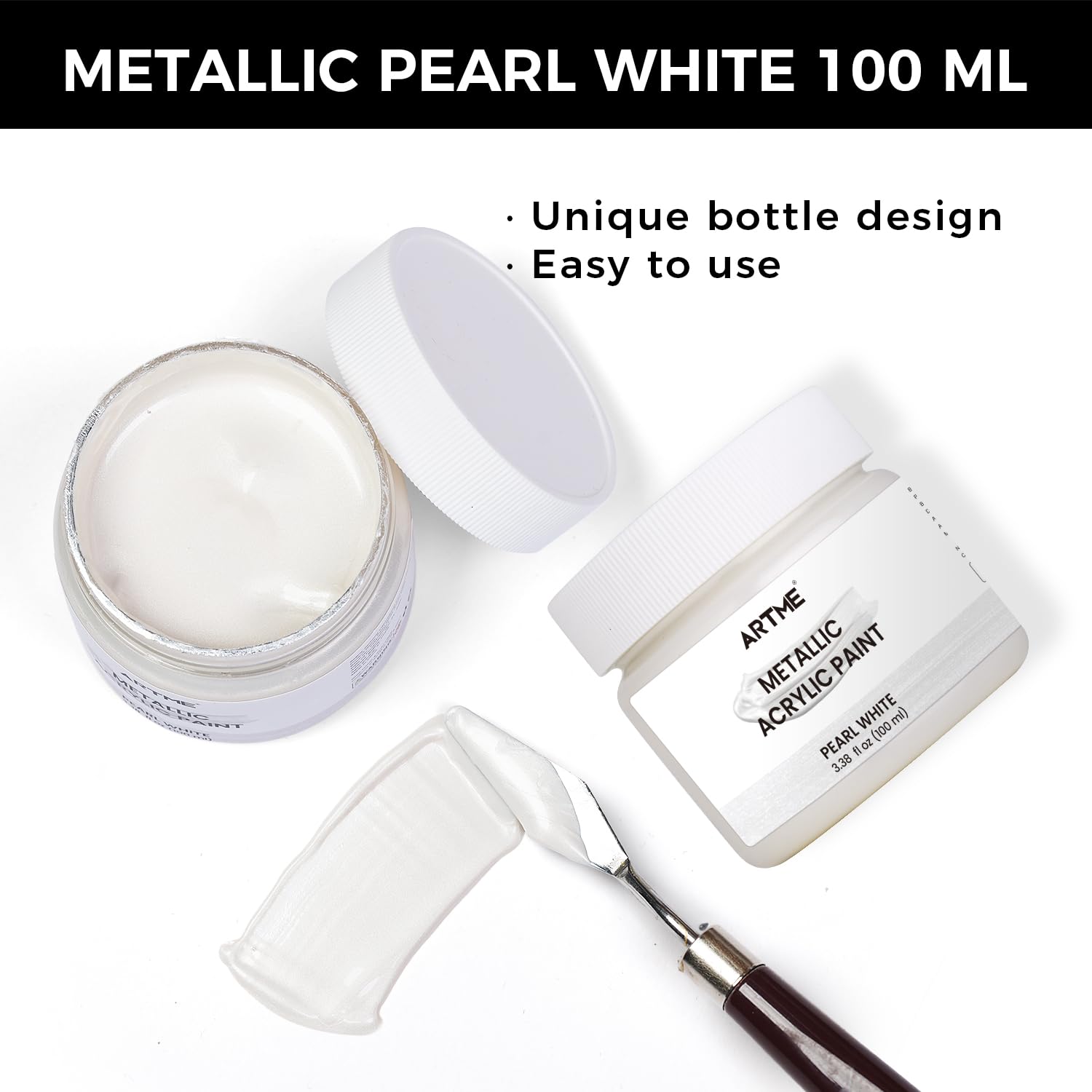 Acrylic Paint Metallic Pearl White, 100Ml Pearl Paint For Art Painting, Hand-Crafts, Non-Toxic, Non-Fading Pearlescent Acrylic Paints Ideal For Canvas, Wood, Fabric, Furniture, Ceramic, Stone Craft Supplies