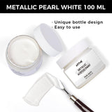 Acrylic Paint Metallic Pearl White, 100Ml Pearl Paint For Art Painting, Hand-Crafts, Non-Toxic, Non-Fading Pearlescent Acrylic Paints Ideal For Canvas, Wood, Fabric, Furniture, Ceramic, Stone Craft Supplies