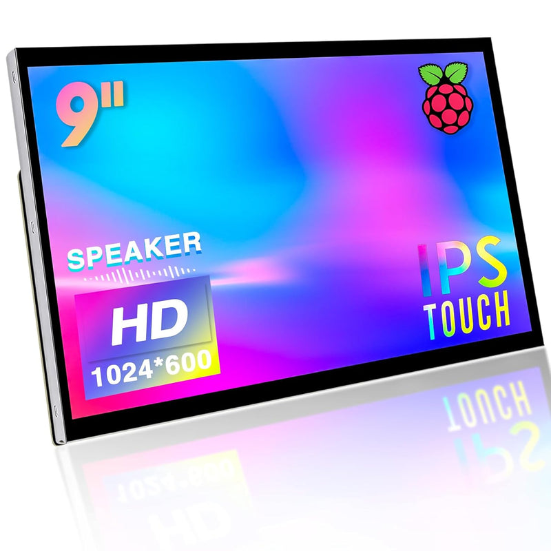 9 Inch Touch Screen Raspberry Pi Monitor Display, Dual Built-In Speakers, Ips