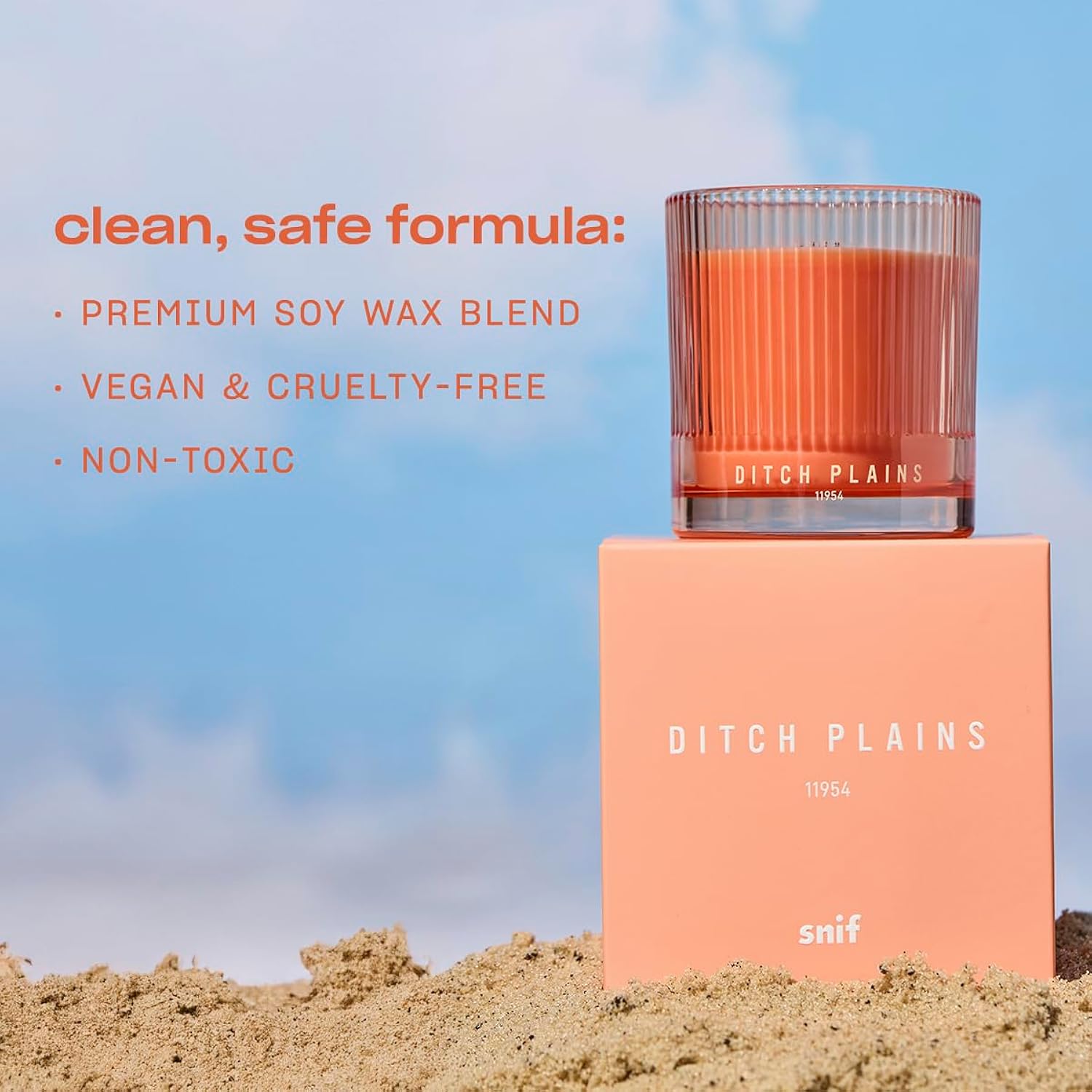 Ditch Plains Scented Candle By , Neroli And Cedarwood, 50+ Hours, 100% Cotton Fiber Wicks, Soy Wax Blend, Non-Toxic, Vegan, 8.5 Oz