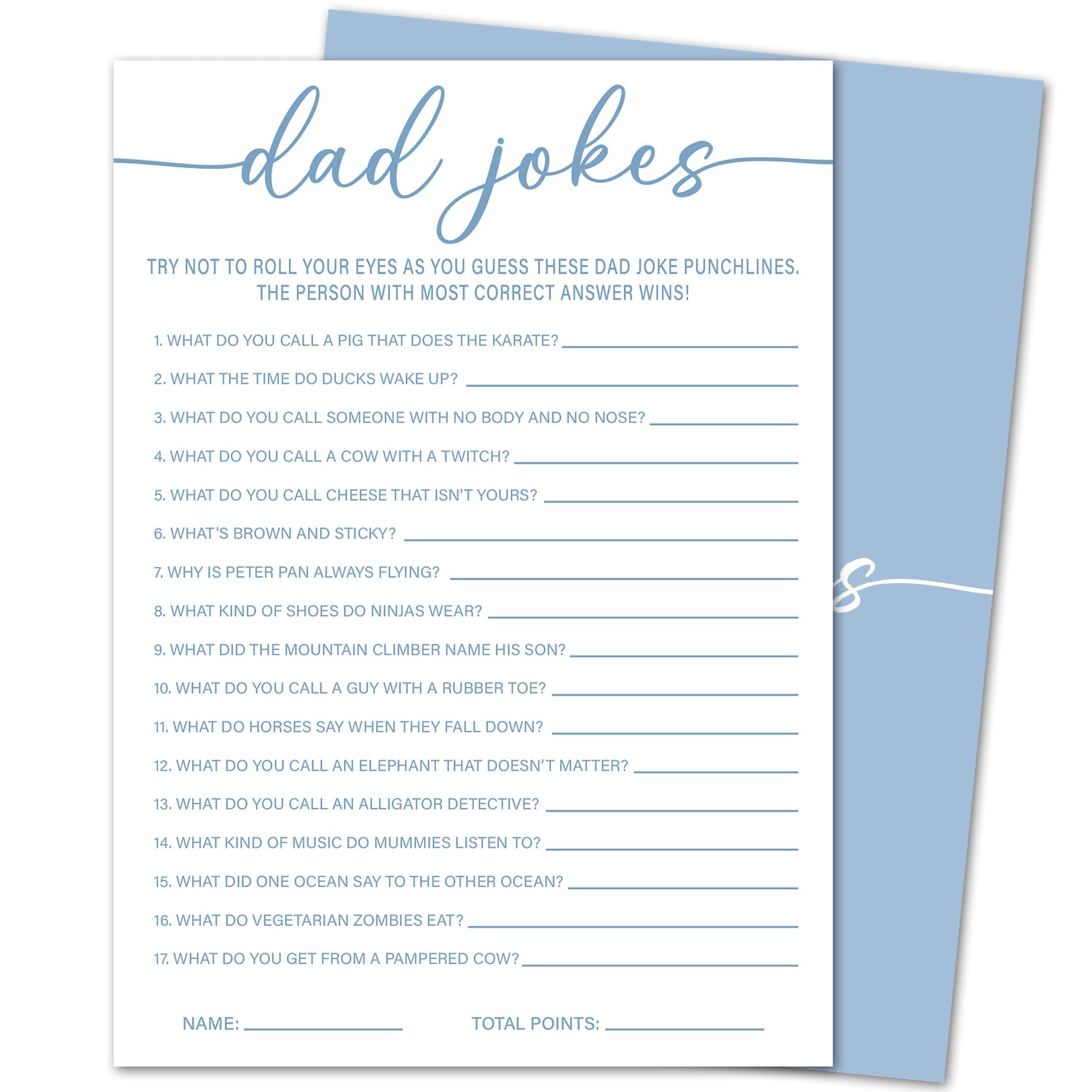Baby Shower Games For Boy Or Girl - Dad Jokes, Gender Reveal Games, Baby Shower Activities, 30 Cards -Bbg07