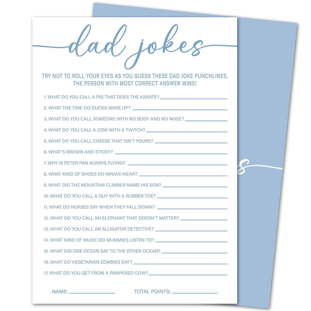 Baby Shower Games For Boy Or Girl - Dad Jokes, Gender Reveal Games, Baby Shower Activities, 30 Cards -Bbg07