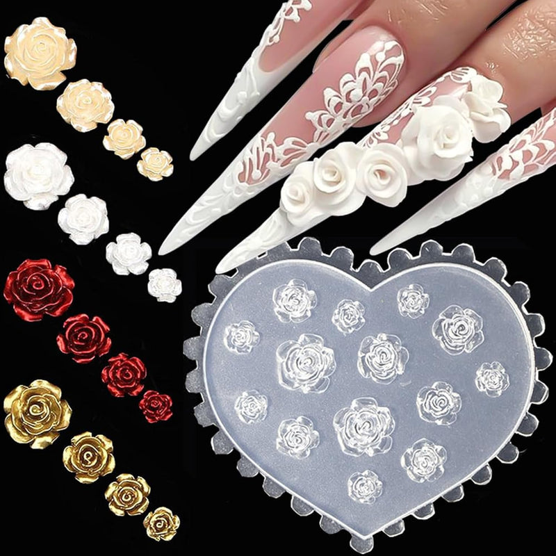 3D Flower Molds - Silicone Rose & Camellia Nail Charms For Resin & Epoxy Accessories