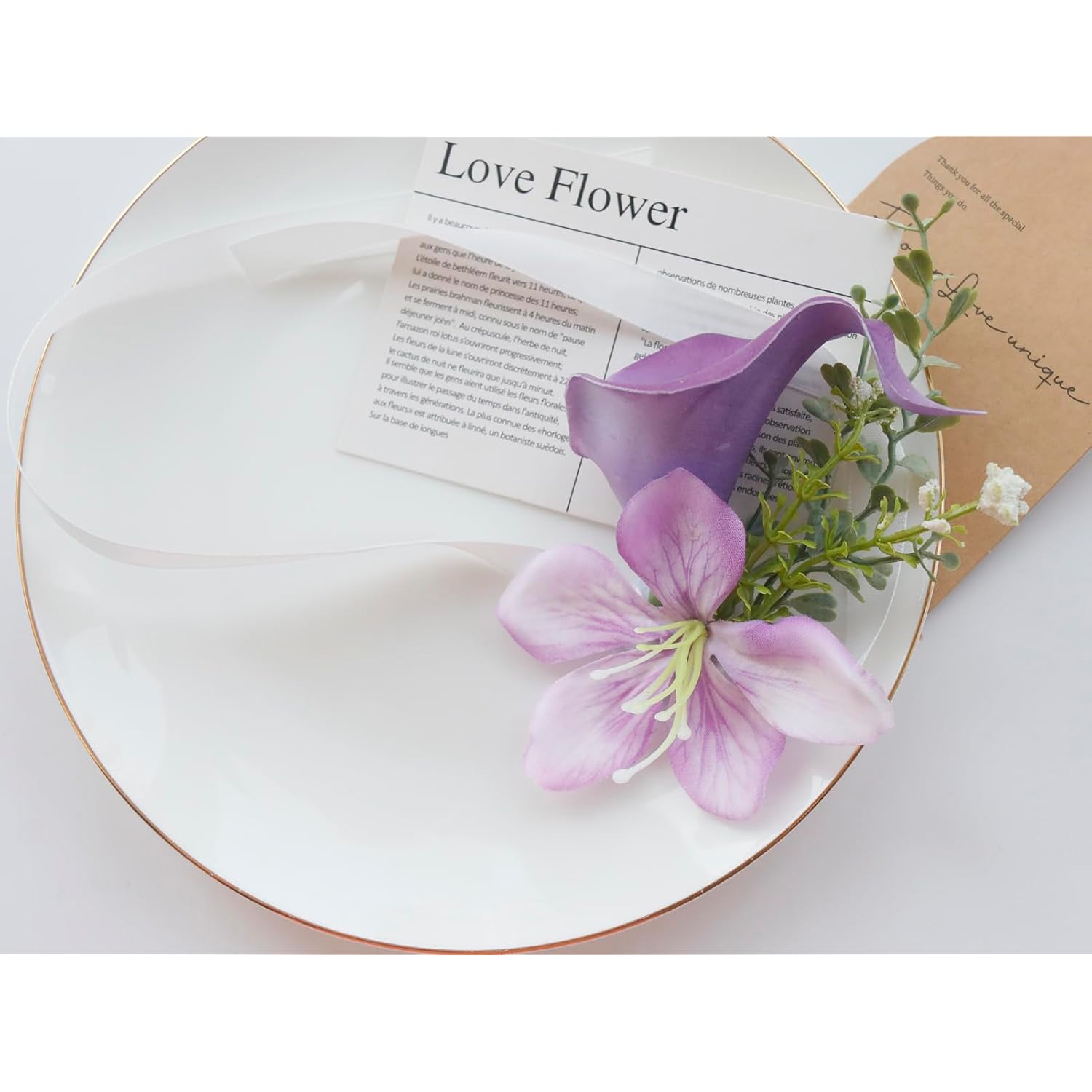 2 Pieces Party Prom Homecoming Artificial Calla Lily Corsage And Boutonniere Set, Groom Groomsmen Bride Bridesmaids Wedding Simulation Flowers Accessories Suit Decorations- Purple