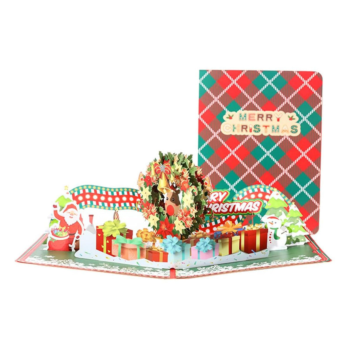 Pop Up Christmas Card 3D Christmas Wreath Greeting Cards With Envelopes