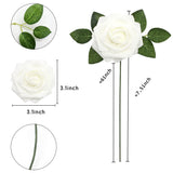 Artificial Roses Flowers 50Pcs Real Looking Foam Fake Roses With Stems For Diy Wedding Bouquets Bridal Shower Centerpieces Party Decorations (50, White)