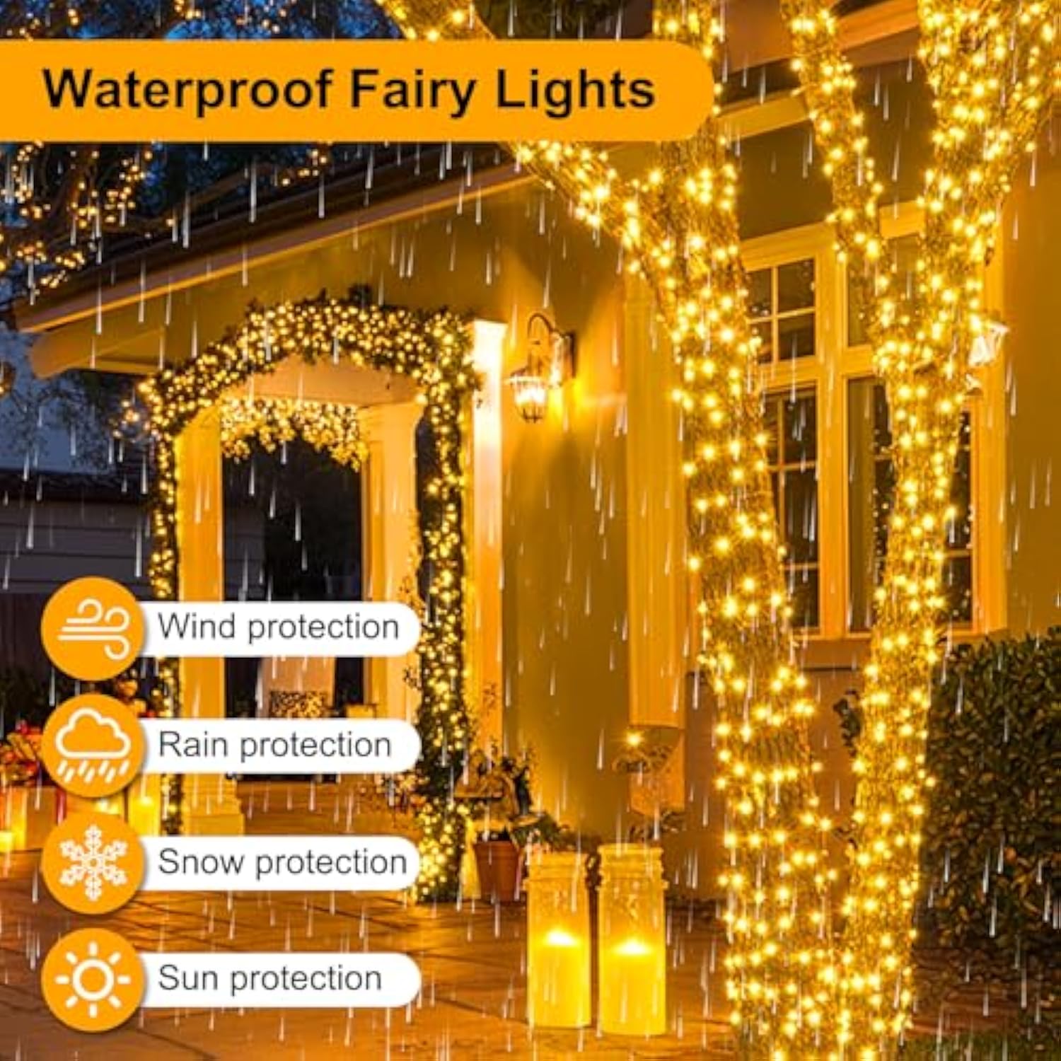 200Ft 600Led Christmas Lights Plug In,Warm White Waterproof Fairy Lights With Timer/8 Modes, Christmas Tree Lights Light