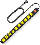 10 Outlet Metal Power Strip 2100J Surge Protector 6FT Cord Wide Spaced