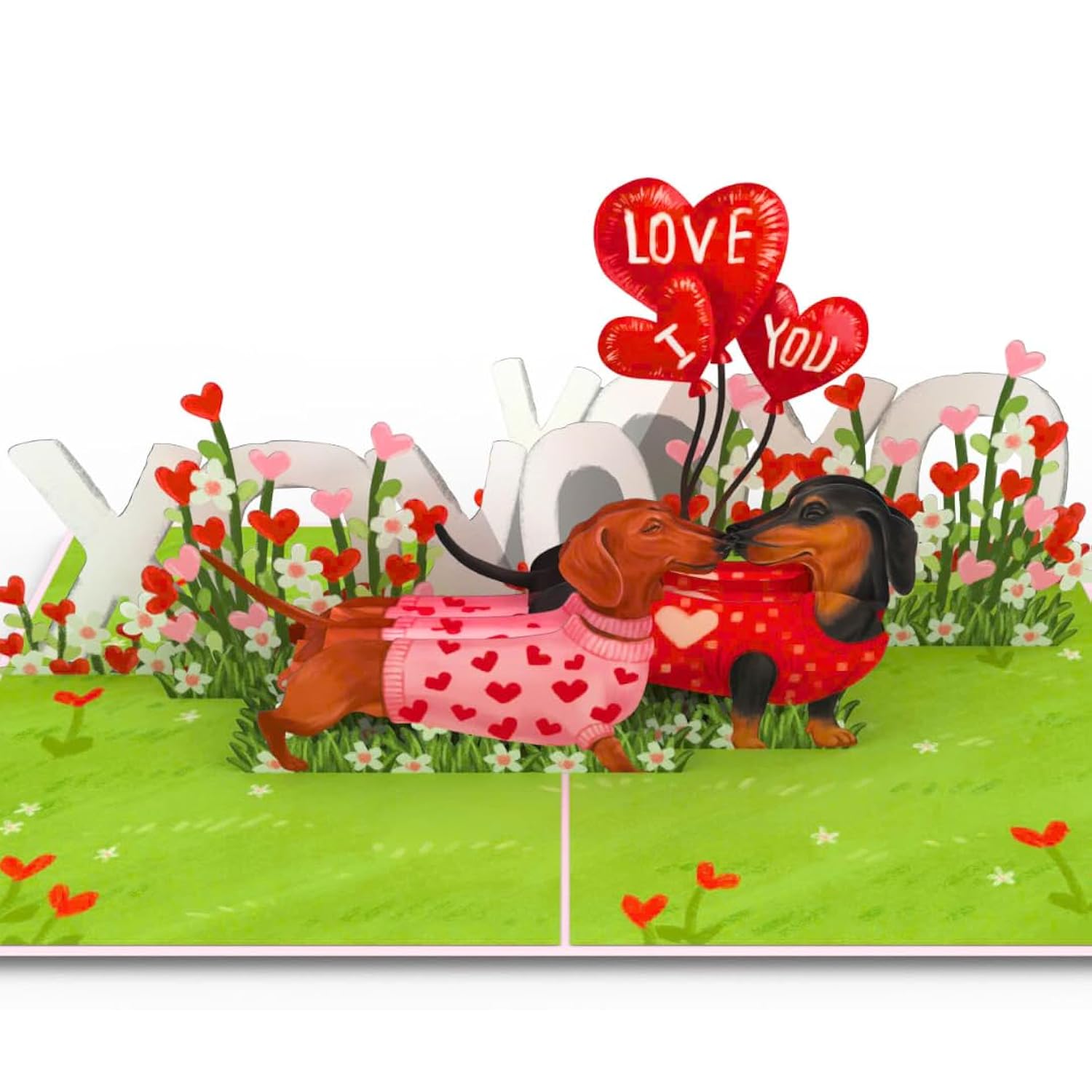 Dachshund Valentines Card - 3D Pop Up Valentines Day Card For Husband, Wife, Him, Her, Boyfriend, Girlfriend, 6X8 In Dog Valentine Pop Up Cards For Adults - Envelope Included