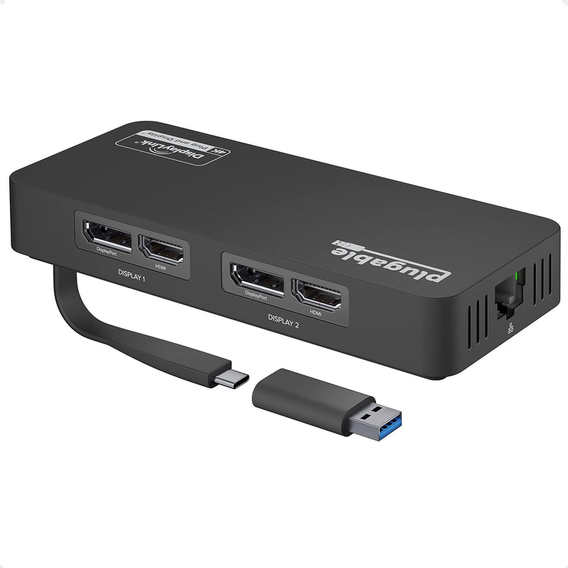 4K Displayport And Hdmi Dual Monitor Adapter With Ethernet For Usb 3.0 And Usb