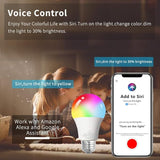 A19 Smart WiFi RGB LED Bulb 4 Pack Color Changing Alexa Siri Google Home E26 60W Equivalent