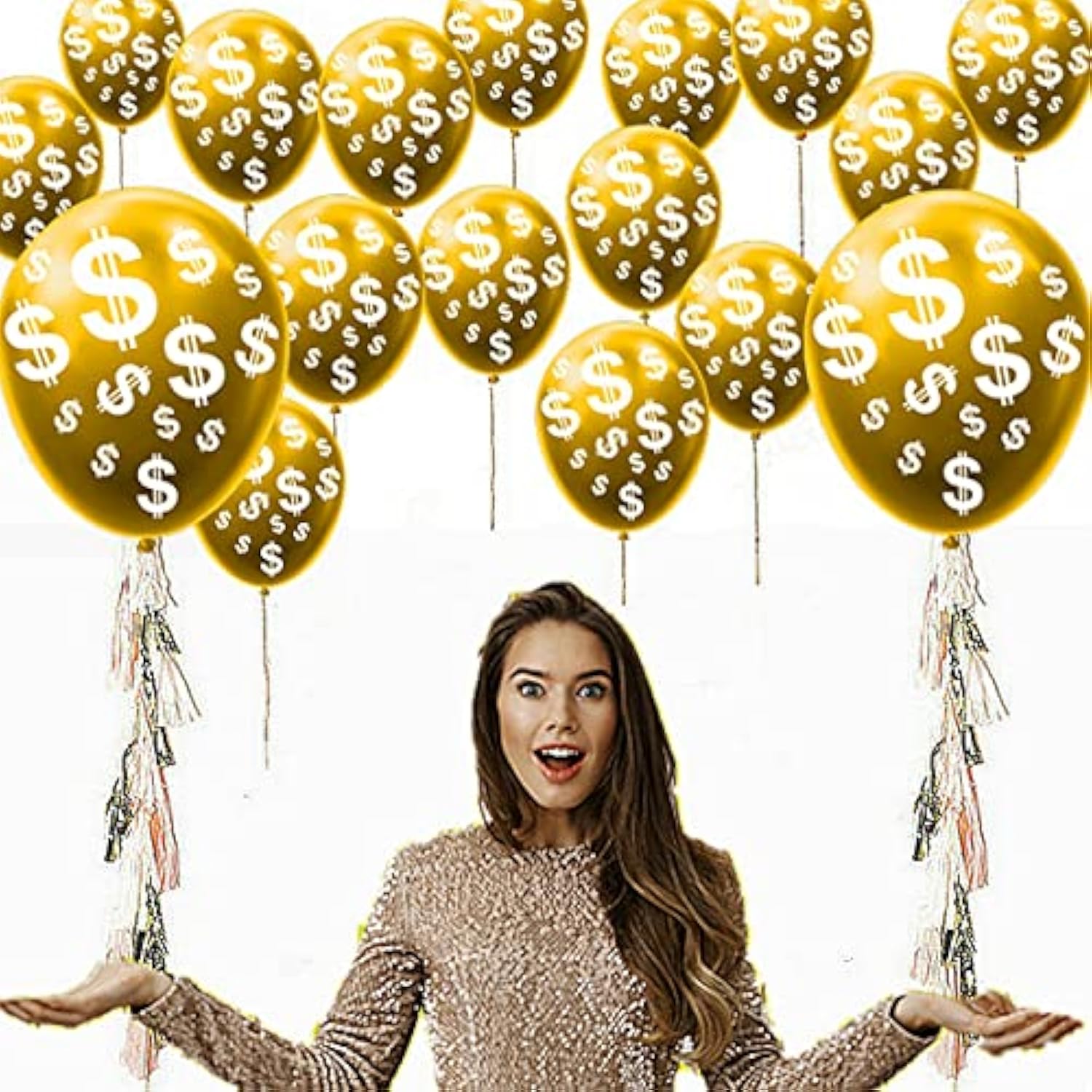 12 Inch Pack Of 20 Money Dollar Signs Currency Symbol Latex Balloons Decorations For Birthdays Baby Showers Casino Weddings Bachelorette Retirement Anniversary Graduations Party