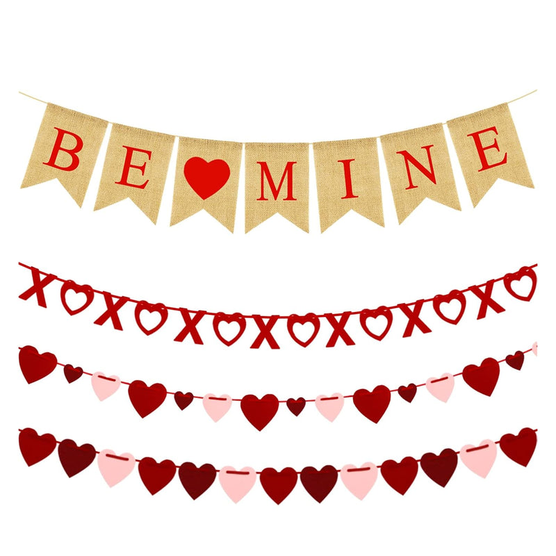 4Pcs Valentines Day Decorations Set No Diy Required Be Mine Love Heart